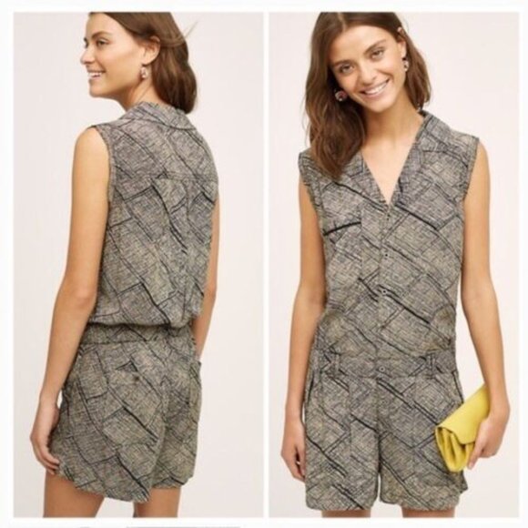 Anthropologie Hei Hei Nova Black Button Down Romper - Picture 2 of 7